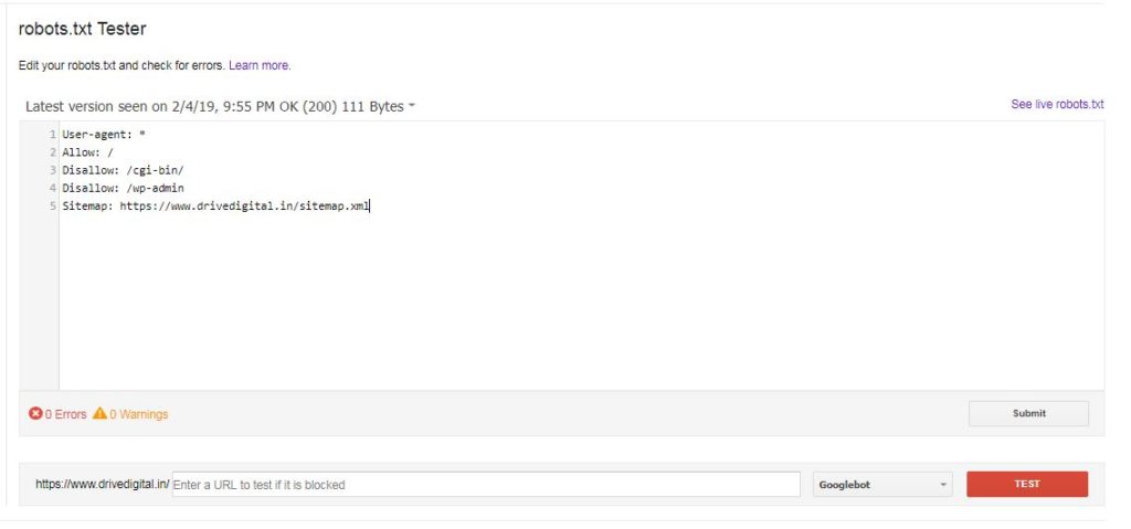 webmaster test for robots